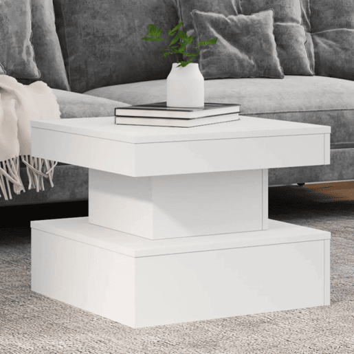 Mesa de Centro, Mesa baixa, com luzes LED 50x50x40 cm branco Mesa de Centro, Mesa baixa, com luzes LED 50x50x40 cm branco