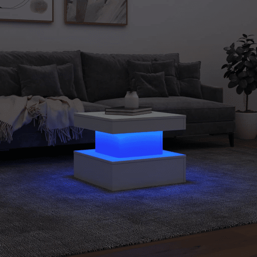 Mesa de Centro, Mesa baixa, com luzes LED 50x50x40 cm branco Mesa de Centro, Mesa baixa, com luzes LED 50x50x40 cm branco