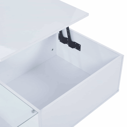 Mesa de café elevável 50x100x(33-46,5) cm - Mesa de sala com arrumação oculta e prateleira - Branco