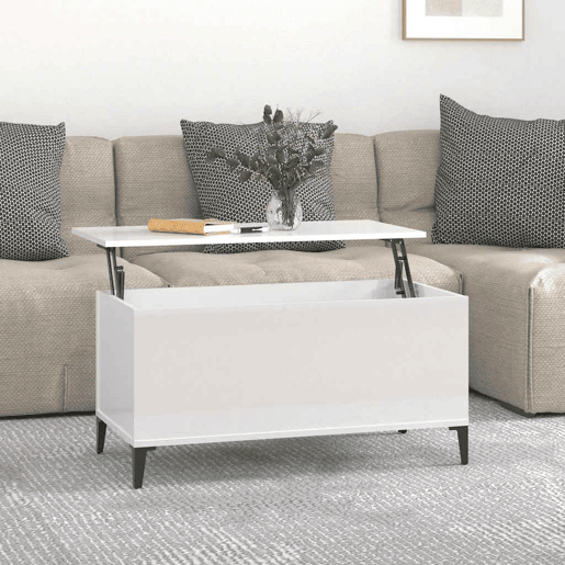 Mesa de Centro, Mesa baixa, 90x44,5x45 cm derivados de madeira branco brilhante