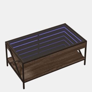 Mesa de Centro, Mesa baixa, luzes LED Infinity 90x50x38 cm carvalho castanho
