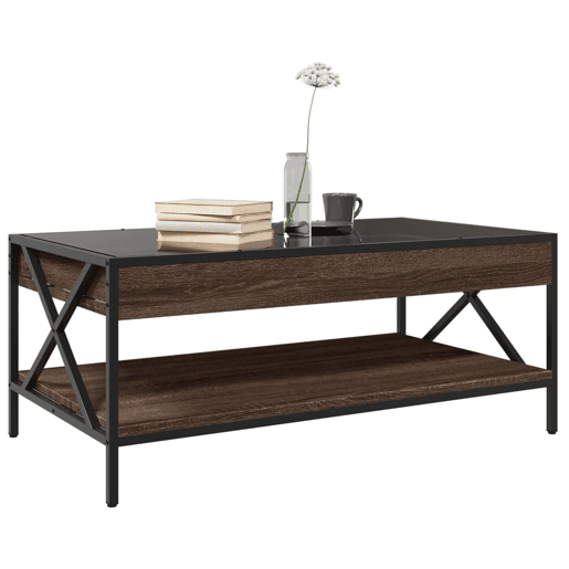 Mesa de Centro, Mesa baixa, luzes LED Infinity 90x50x38 cm carvalho castanho