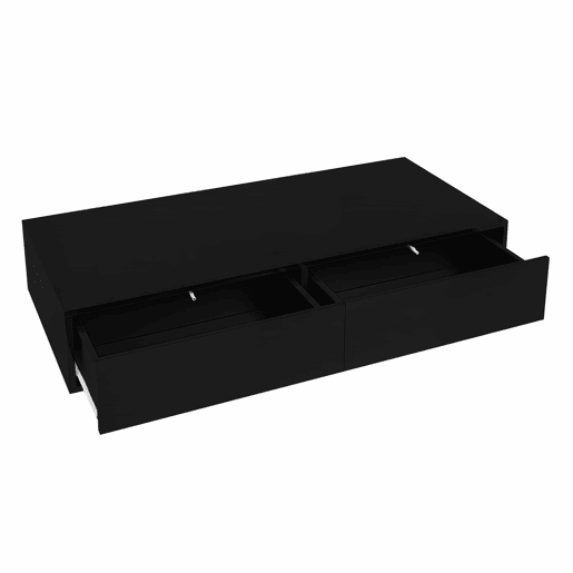Mesa de centro moderna 115 x 55 x 34 cm - 2 gavetas, iluminação LED, capacidade para 30 kg - Preto Mesa de centro moderna 115 x 55 x 34 cm - 2 gavetas, iluminação LED, capacidade para 30 kg - Preto