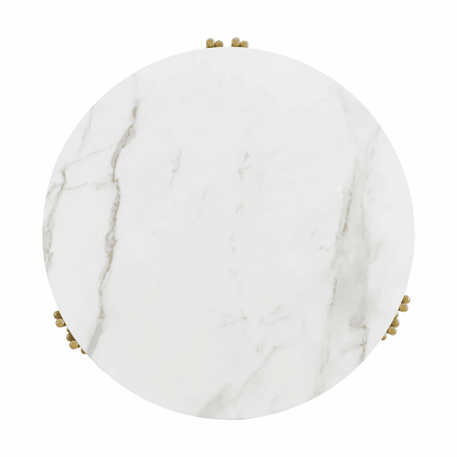 Conjunto de 2 mesas de centro - efeito mármore - estrutura metálica - Branco e dourado