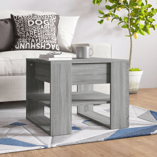 Mesa de Centro, Mesa baixa, 55,5x55x45 cm derivados de madeira sonoma cinzento