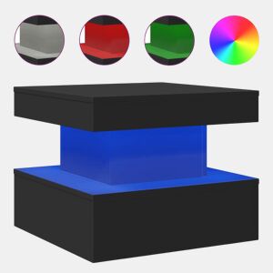 Mesa de Centro, Mesa baixa, com luzes LED 50x50x40 cm preto