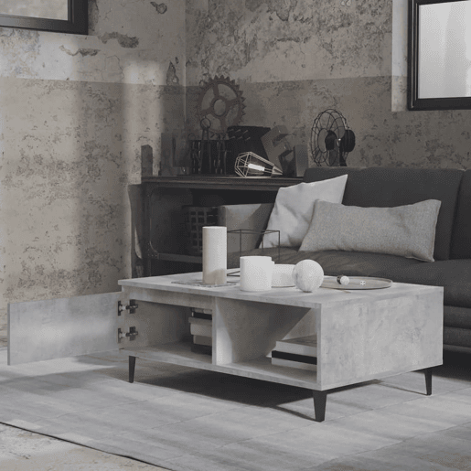 Mesa de Centro, Mesa baixa, 90x60x35 cm derivados madeira cinzento cimento