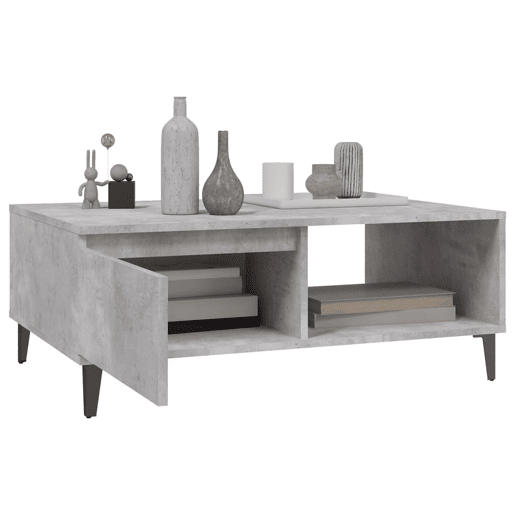 Mesa de Centro, Mesa baixa, 90x60x35 cm derivados madeira cinzento cimento