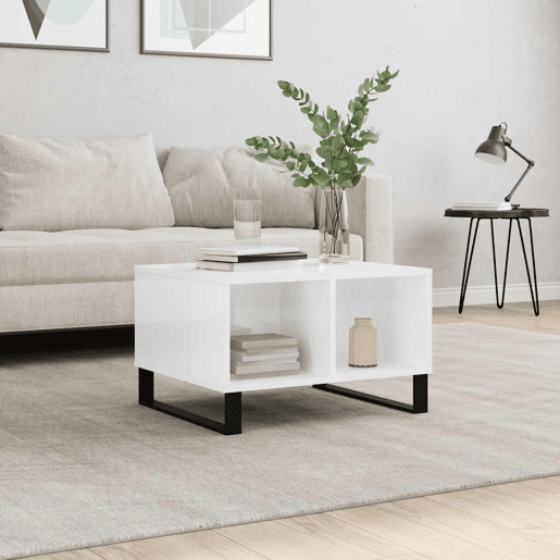 Mesa de Centro, Mesa baixa, 60x50x36,5 cm derivados madeira branco brilhante