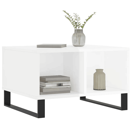 Mesa de Centro, Mesa baixa, 60x50x36,5 cm derivados madeira branco brilhante