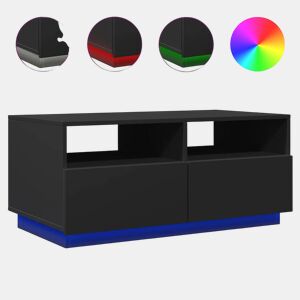 Mesa de Centro, Mesa baixa, com luzes LED 90x49x40 cm preto