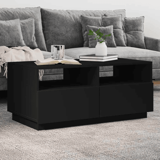 Mesa de Centro, Mesa baixa, com luzes LED 90x49x40 cm preto