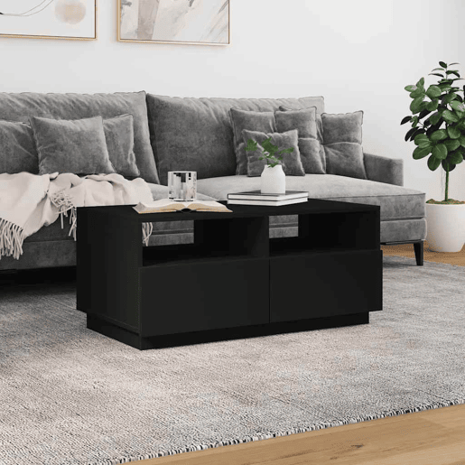 Mesa de Centro, Mesa baixa, com luzes LED 90x49x40 cm preto