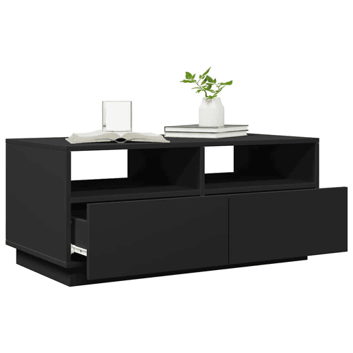 Mesa de Centro, Mesa baixa, com luzes LED 90x49x40 cm preto