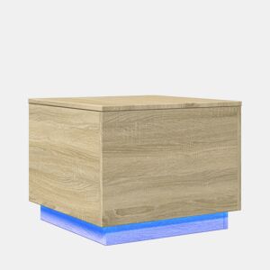 Mesa de Centro, Mesa baixa, com luzes LED 50x50x40 cm carvalho sonoma