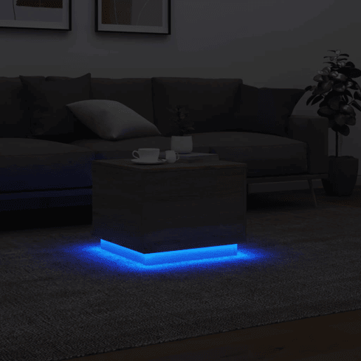 Mesa de Centro, Mesa baixa, com luzes LED 50x50x40 cm carvalho sonoma