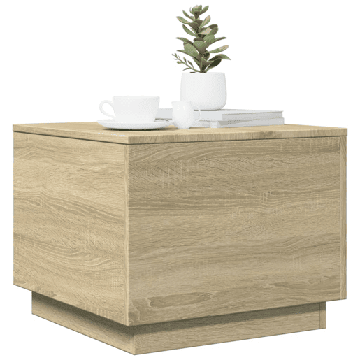 Mesa de Centro, Mesa baixa, com luzes LED 50x50x40 cm carvalho sonoma