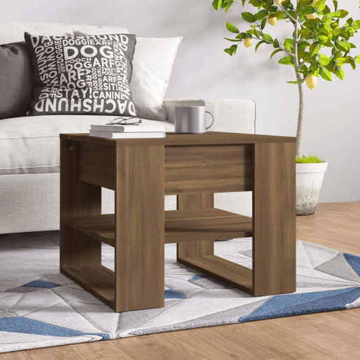 Mesa de Centro, Mesa baixa, 55,5x55x45 cm derivados de madeira carvalho fumado