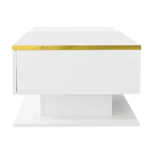 Mesa de centro 90 cm - Com vidro e efeito LED - Branco brilhante Mesa de centro 90 cm - Com vidro e efeito LED - Branco brilhante