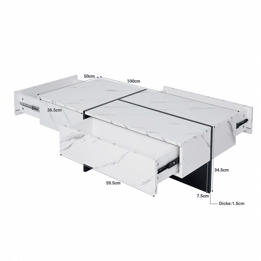 Mesa de centro - com sistema de iluminação LED controlado por aplicações - Branco