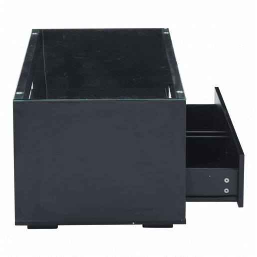 Mesa de café retangular - 16 cores LED, 2 gavetas grandes, design de 2 camadas - Preto Mesa de café retangular - 16 cores LED, 2 gavetas grandes, design de 2 camadas - Preto