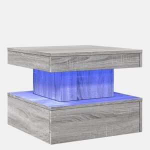 Mesa de Centro, Mesa baixa, com luzes LED 50x50x40 cm sonoma cinza-claro