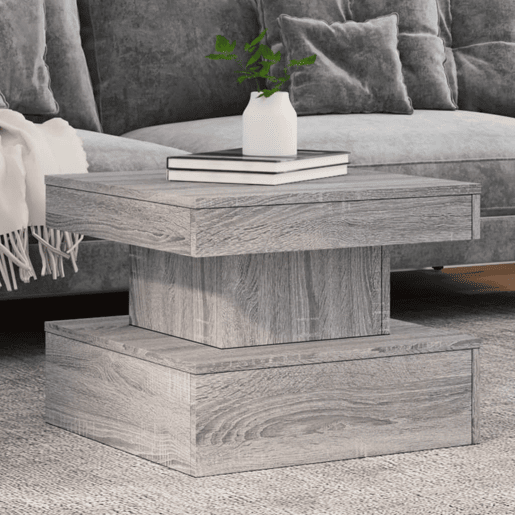 Mesa de Centro, Mesa baixa, com luzes LED 50x50x40 cm sonoma cinza-claro