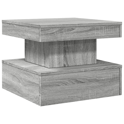 Mesa de Centro, Mesa baixa, com luzes LED 50x50x40 cm sonoma cinza-claro