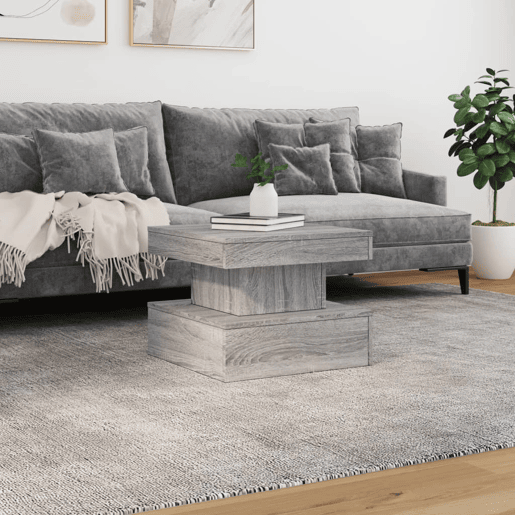 Mesa de Centro, Mesa baixa, com luzes LED 50x50x40 cm sonoma cinza-claro