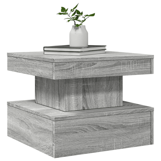 Mesa de Centro, Mesa baixa, com luzes LED 50x50x40 cm sonoma cinza-claro