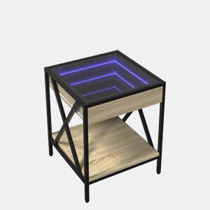 Mesa de Centro, Mesa baixa, luzes LED Infinity 40x40x49 cm carvalho sonoma