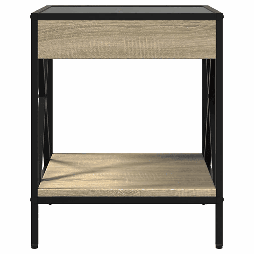 Mesa de Centro, Mesa baixa, luzes LED Infinity 40x40x49 cm carvalho sonoma