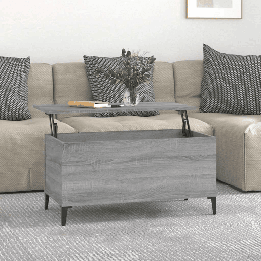 Mesa de Centro, Mesa baixa, 90x44,5x45 cm derivados de madeira cinza sonoma
