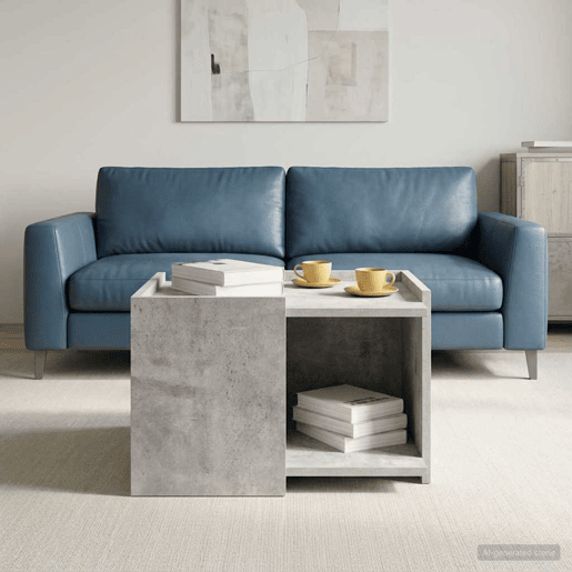 Mesa de Centro, Mesa baixa, Cinzento Cimento 50,5 x 50 x 33 cm