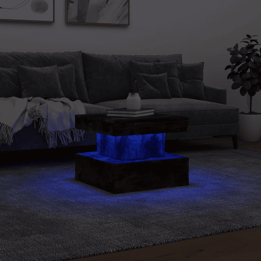 Mesa de Centro, Mesa baixa, com luzes LED 50x50x40 cm carvalho fumado