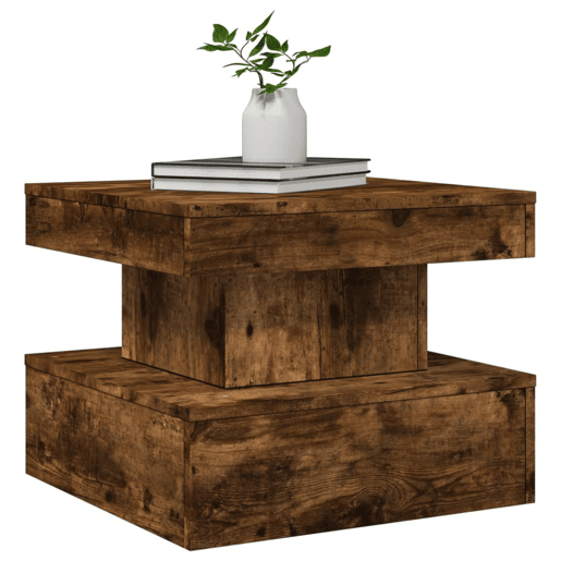Mesa de Centro, Mesa baixa, com luzes LED 50x50x40 cm carvalho fumado
