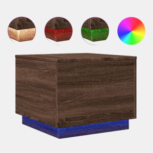 Mesa de Centro, Mesa baixa, com luzes LED 50x50x40 cm carvalho castanho