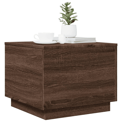 Mesa de Centro, Mesa baixa, com luzes LED 50x50x40 cm carvalho castanho