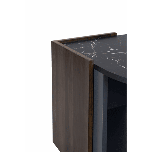 Mesa de centro - design estruturado com mármore e nogueira - linhas únicas - Preto