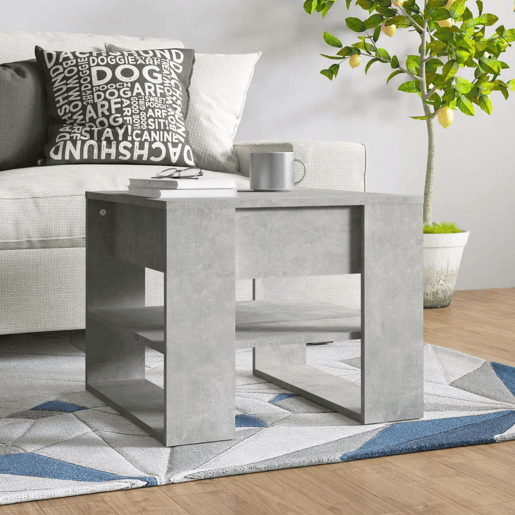 Mesa de Centro, Mesa baixa, 55,5x55x45 cm madeira processada cinza cimento Mesa de Centro, Mesa baixa, 55,5x55x45 cm madeira processada cinza cimento