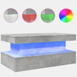 Mesa de Centro, Mesa baixa, com luzes LED 90x50x40 cm cinzento cimento