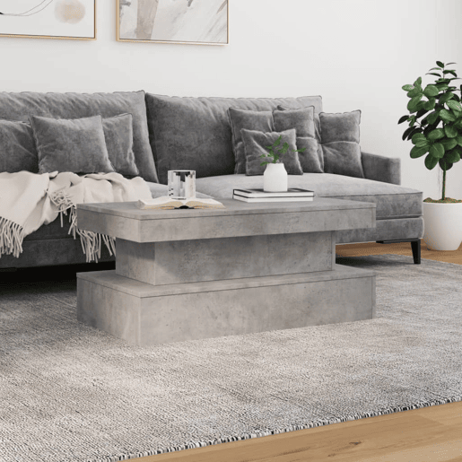 Mesa de Centro, Mesa baixa, com luzes LED 90x50x40 cm cinzento cimento