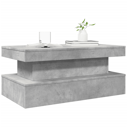 Mesa de Centro, Mesa baixa, com luzes LED 90x50x40 cm cinzento cimento