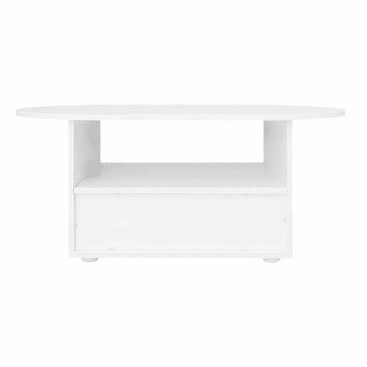Mesa de centro com gavetas e compartimento aberto - tampo em forma de nuvem - Branco