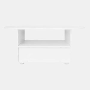 Mesa de centro com gavetas e compartimento aberto - tampo em forma de nuvem - Branco