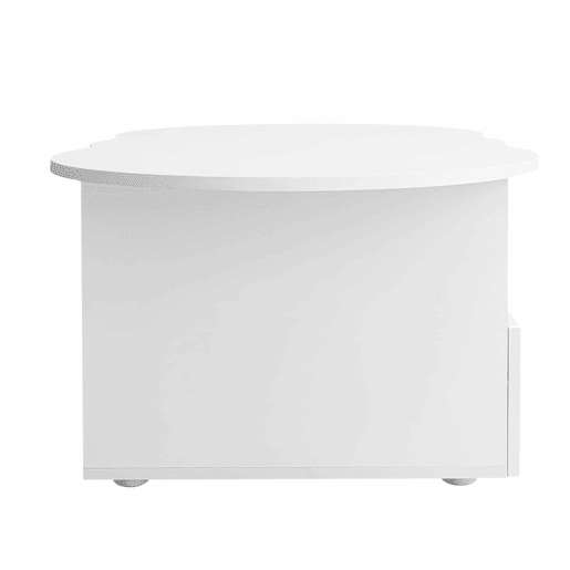Mesa de centro com gavetas e compartimento aberto - tampo em forma de nuvem - Branco