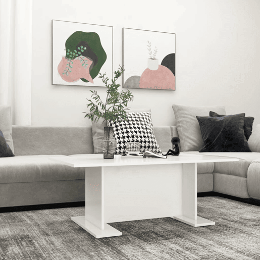 Mesa de Centro, Mesa baixa, 103,5x60x40 cm derivados de madeira branco
