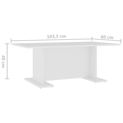 Mesa de Centro, Mesa baixa, 103,5x60x40 cm derivados de madeira branco