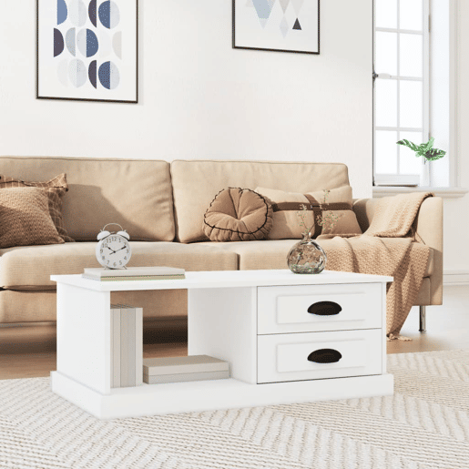 Mesa de Centro, Mesa baixa, 90x50x35 cm derivados de madeira branco