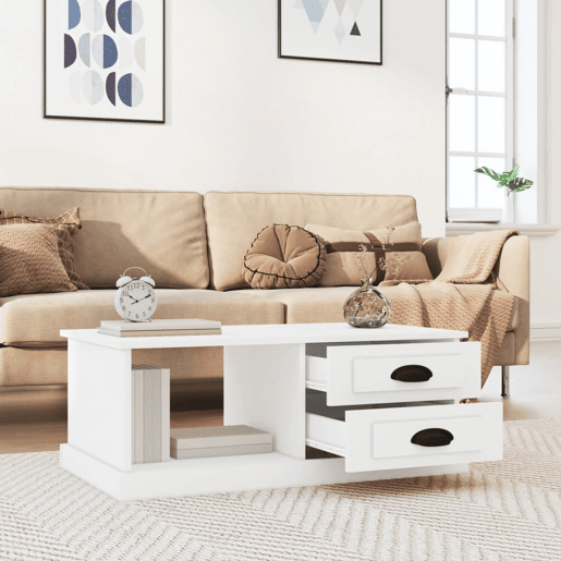 Mesa de Centro, Mesa baixa, 90x50x35 cm derivados de madeira branco